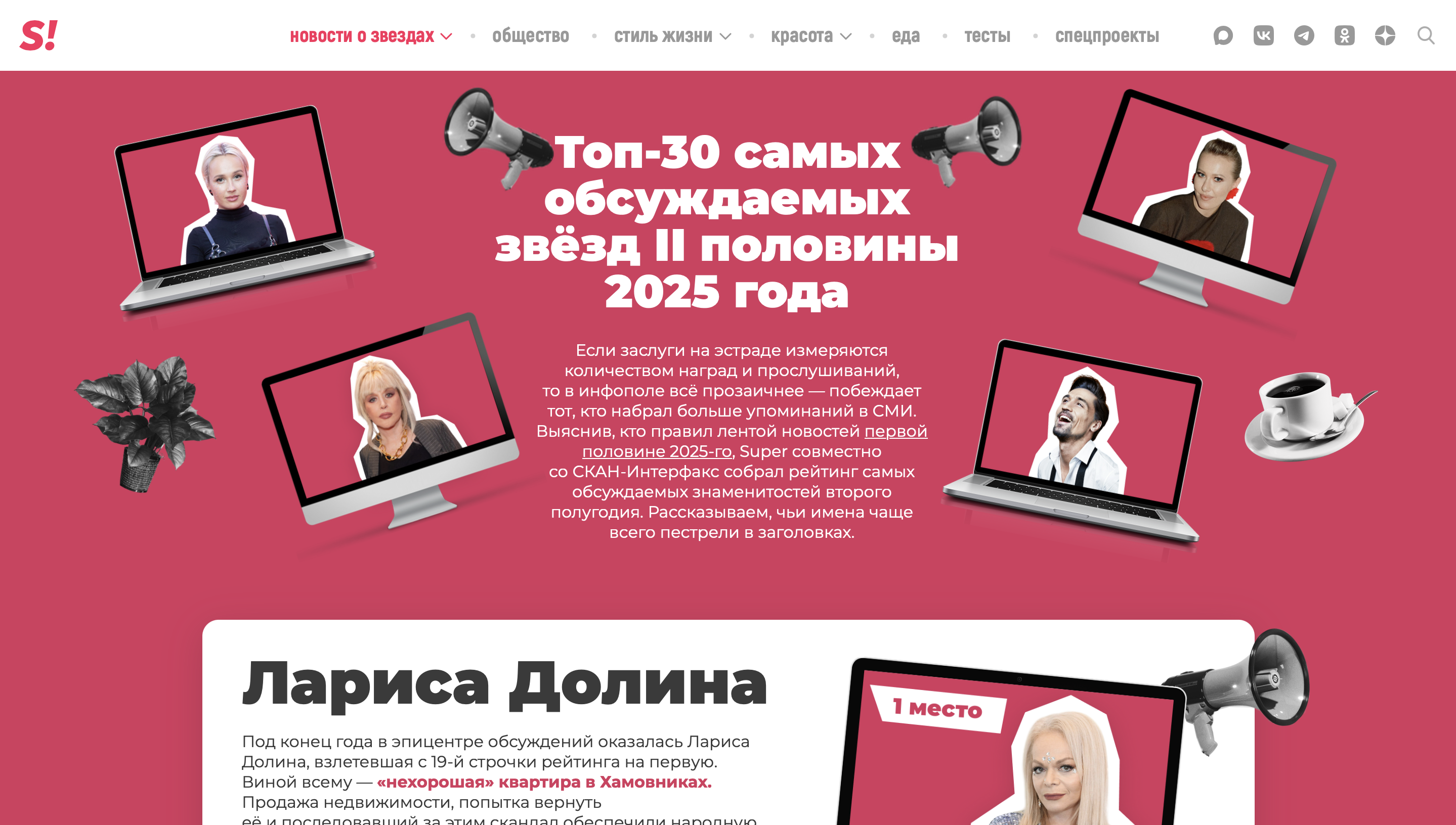 Топ‑30 самых обсуждаемых звёзд II половины 2025 года (спецпроект Super)